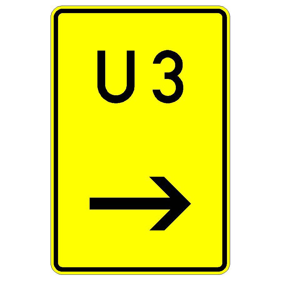 Verkehrszeichen (455-11)-  StVO Nummerierte Umleitung (rechts vorbei)